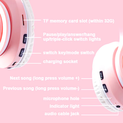 Bluetooth Wireless Headphones Cat Ear Glow Light Stereo Bass Helmets Children Gamer Girl Gifts PC Phone Gaming Headset